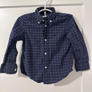 Polo by Ralph Lauren Kids 2T Blue and Green Plaid Button Up Shirt